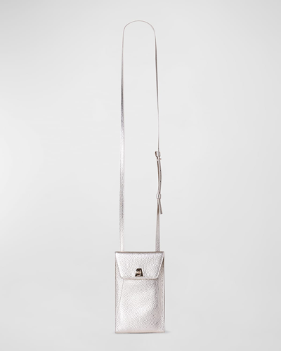 Akris Anouk Metallic Phone Pouch Shoulder Bag In 303 Stucco Mettal
