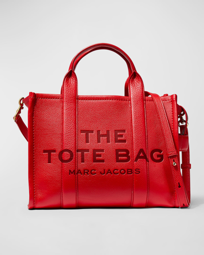 Marc Jacobs The Leather Medium Tote Bag In True Red