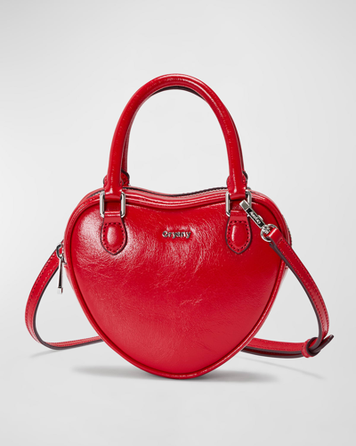 Oryany Heart Mini Leather Top-handle Bag In Red