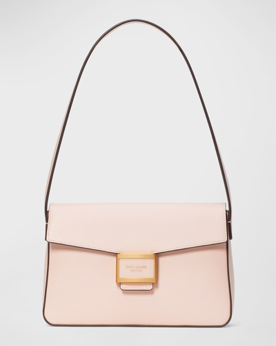 Kate Spade Katy Flap Leather Shoulder Bag In Mochi Pink