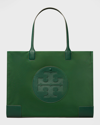 Tory Burch Ella Logo Recycled Nylon Tote Bag In Dark Foliage