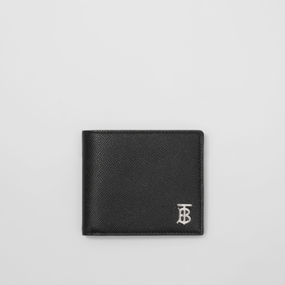 Burberry Monogram Motif Grainy Leather Bifold Wallet In Black