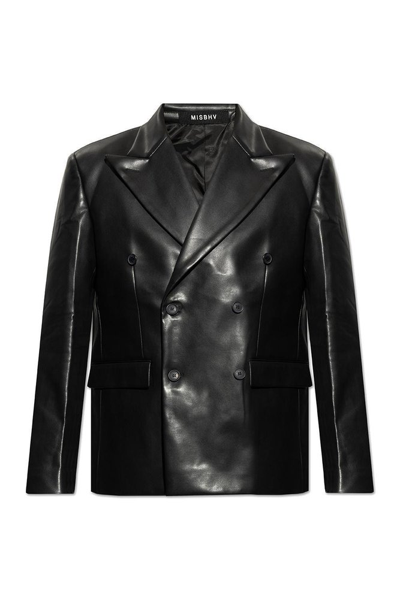 Misbhv Vegan Leather Blazer Jacket In Black