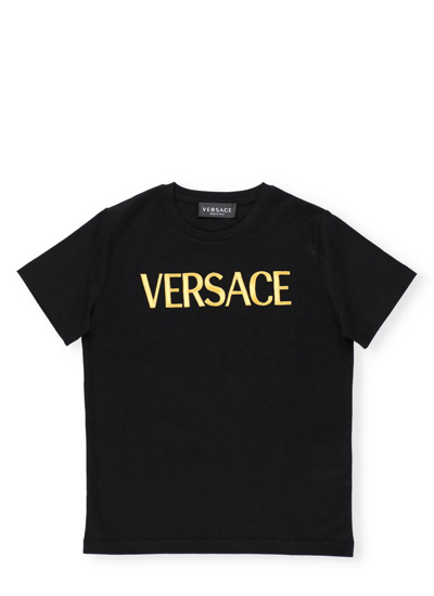 Versace Kids Logo Printed Crewneck T In Multi