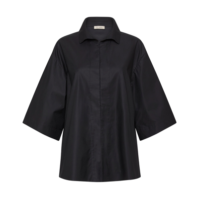 St. Agni Short-sleeve Cotton Shirt In Black