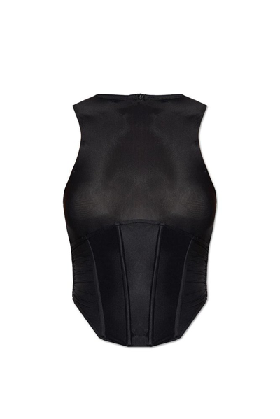 Misbhv Ruched Corset Top In Black