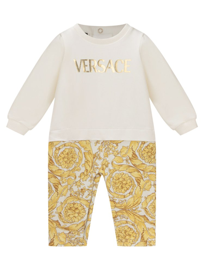 Versace Kids Barocco Print Romper In Multi