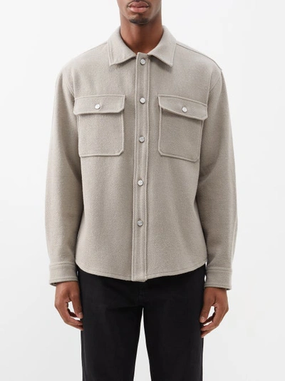 Frame Flap-pocket Cotton-blend Overshirt In Dove Gray