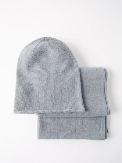 Johnstons Of Elgin Cashmere Hat And Scarf Set In Pale Blue