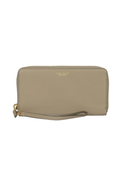 Marc Jacobs The Slim Logo Detailed Zipped Wallet In Grey