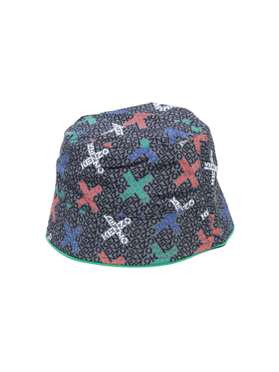 Kenzo Kids' Logo-print Bucket Hat In Grey