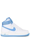 Nike Air Force 1 High Grosgrain-trimmed Leather Sneakers In White & University Sail Blue