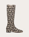 Valentino Toile Iconographe Vlogo Type Boots In ベージュ/ブラック