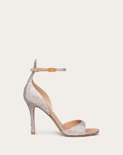 Valentino Garavani Tan-go 100mm Crystal-embellished Sandals In Crystal/rose Cannelle