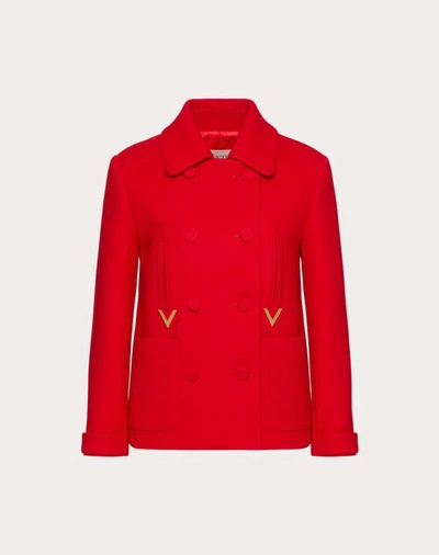 Valentino Texture Double Crepe Peacoat Woman Red 42 In Red