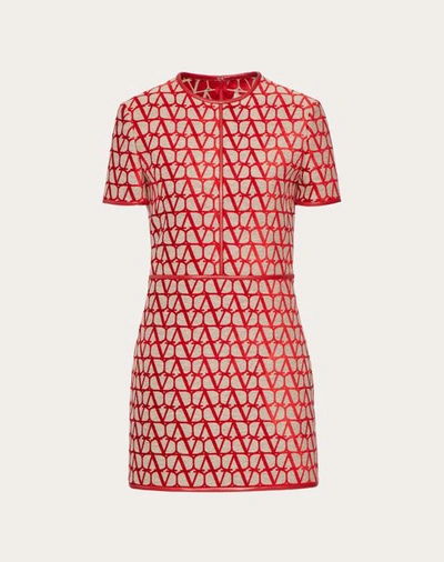 Valentino Toile Iconographe Light Short Dress Woman Beige/red 40