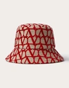 VALENTINO GARAVANI VALENTINO GARAVANI TOILE ICONOGRAPHE BUCKET HAT WOMAN BEIGE/RED M