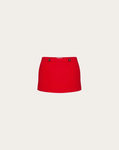 Valentino Rockstud Virgin Wool Skort In Red