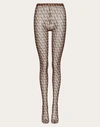 Valentino Beige\/black Tights With All-over Logo