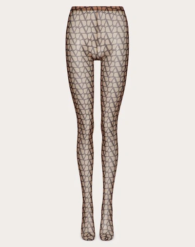 Valentino Toile Iconographe Tulle Tights In Cream