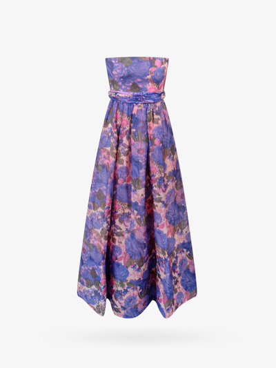 Zimmermann High Tide Belted Floral-print Linen And Silk-blend Midi Dress In Purple