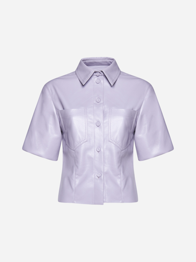 Nanushka Sabine Vegan Leather Shirt In Lilac