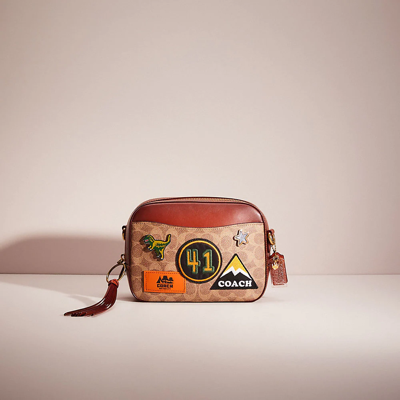 Coach Upcrafted Camera Bag In Signature Canvas In Brass/rust