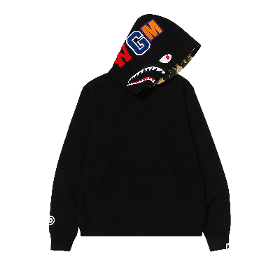 Pre-owned Bape Shark Pullover Hoodie 'black'