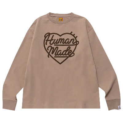 Pre-owned Human Made Heart Long-sleeve T-shirt 'beige' In Tan