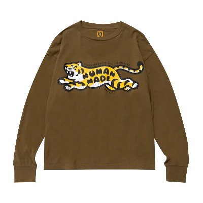 Pre-owned Human Made Tiger Long-sleeve T-shirt 'olive Drab' In Green
