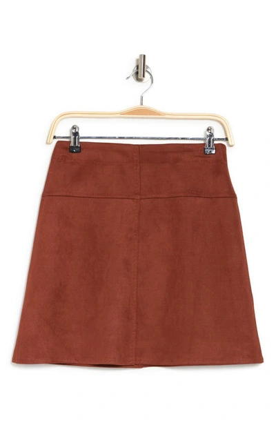 Maxstudio Faux Suede A-line Miniskirt In Russet