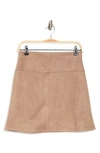 Maxstudio Faux Suede A-line Miniskirt In Taupe
