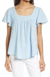 Caslon Square Neck Popover Top In Blue Falls