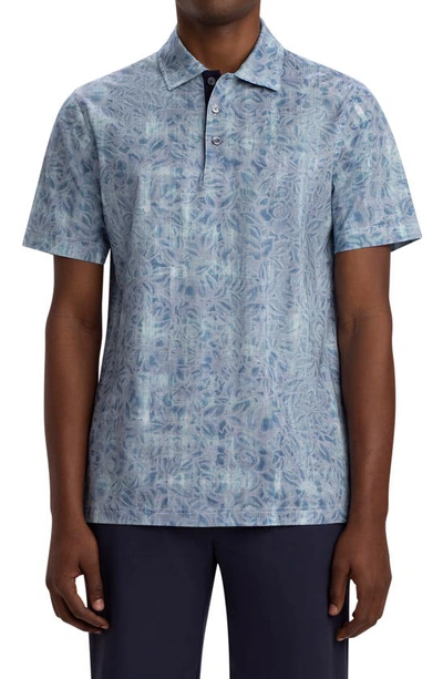 Bugatchi Ooohcotton® Tech Digital Floral Polo In Classic Blue