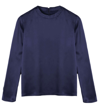 Herth Andie Navy Blue: Gots Organic Silk Long Sleeve Top