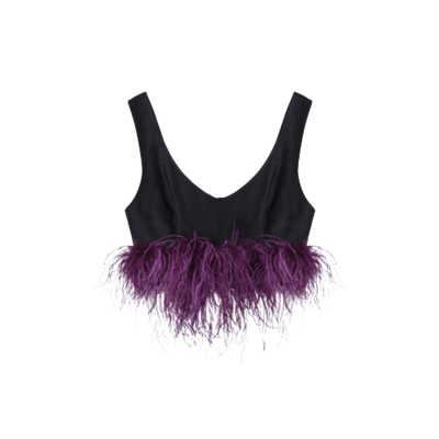 Lita Couture Feather-trimmed Crop Top