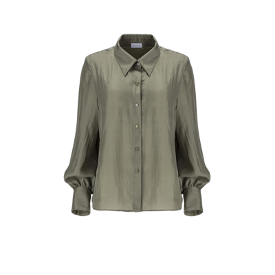 Lita Couture Green Button-up Silk Shirt