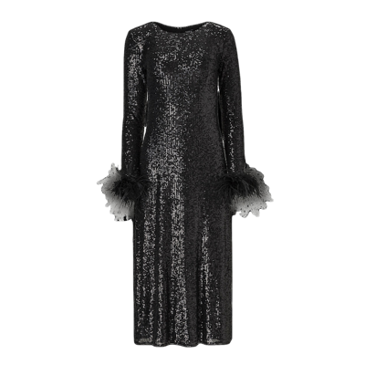 Lita Couture Open-back Sequins Dress With Feathers