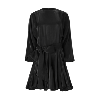 Lita Couture Asymmetric Pure-silk Mini Dress In Black