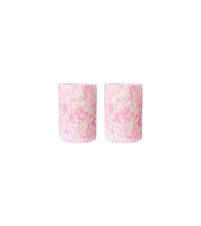 Stories Of Italy Macchia Su Macchia Set Of 2 Tumblers In Ivory,pink