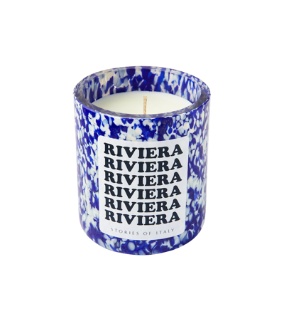 Stories Of Italy Macchia Su Macchia Riviera Scented Candle In Ivory & Blue