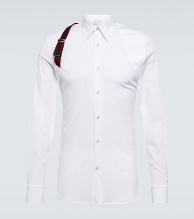 Alexander Mcqueen Signature Harness Cotton-blend Shirt In White