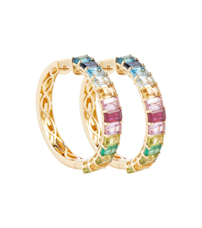 Shay Jewelry Rainbow Eternity 18kt Gold Earrings In Yellow Gold/rainbow