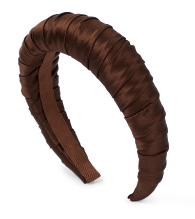 Jennifer Behr Mirren Silk Satin Headband In Chocolate