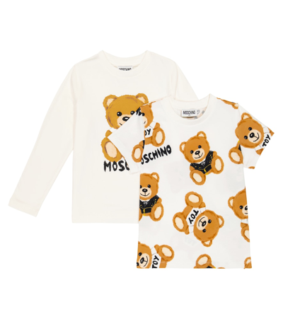 Moschino Kids' Cotton-blend T-shirt And Sweatshirt Set In Toy Furry Biker