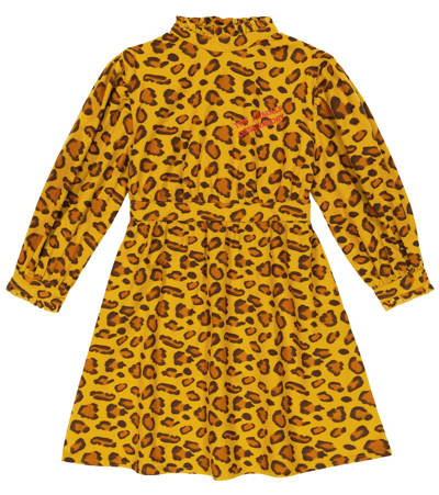 The Animals Observatory Tortoise Printed Cotton Dress In Yellow Leopard