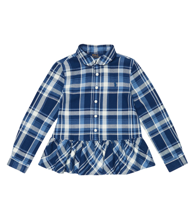 Polo Ralph Lauren Kids' Checked Cotton Shirt In Blue/cream Multi