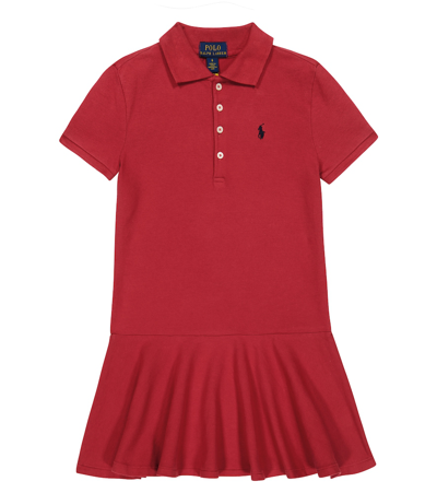 Polo Ralph Lauren Kids' Cotton Polo Dress In Chili Pepper W/ Hunter Navy
