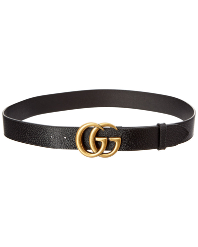 Gucci Leather Belt With Double G Buckle In Black