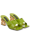 Dolce & Gabbana Polished Calfskin Mules With 3.5 Heel In Verde Pistacchio